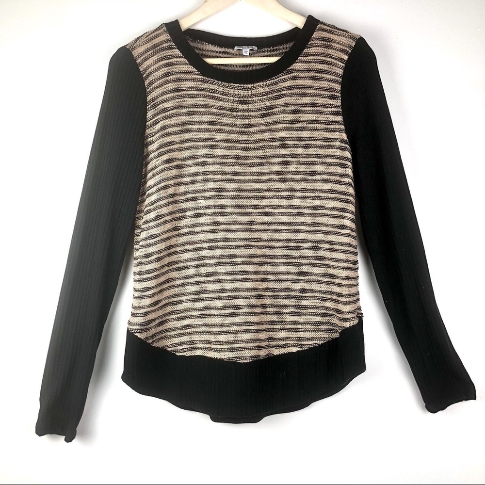 Splendid sweater Black and Tan long sleeve stripes